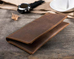 Handmade Leather Mens Clutch Wallet Cool Leather Wallet Long Phone Wallets for Men