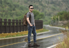 Oil Wax Canvas Mens Cool Backpack Sling Bag Large Sport Bag Travel Bag Hiking Bag for men