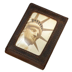 Handmade Leather Mens Cool Slim Leather Wallet Card Wallet Holders Men Small Wallets Bifold for Men - imessengerbags