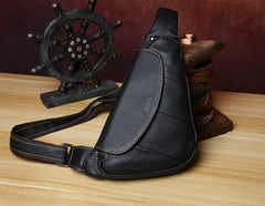 Genuine Leather Mens Cool Chest Bag Sling Bag Crossbody Bag Travel Bag Hiking Bag for men - imessengerbags