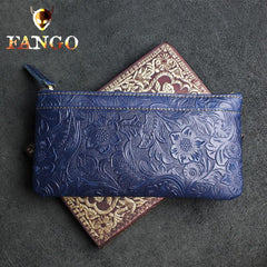 Handmade Leather Mens Cool Zipper Phone Travel Long Wallet Holder Slim Clutch Wallets for Men - imessengerbags