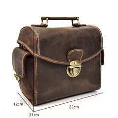 Handmade Leather Mens Cool Small Messenger Bag SLR Camera Case Bag Cycling Bag for men