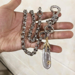 Badass Silver Skull Mens Biker Wallet Chain STAINLESS STEEL Wallet Chain Pants Chain For Men - imessengerbags