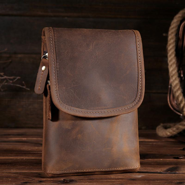 Leather Belt Pouch Mens Small Cases Waist Bag Hip Pack Belt Bag Fanny Pack Bumbag for Men - imessengerbags