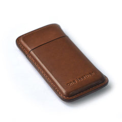 Handmade Brown Leather Womens 5pcs Cigarette Holder Case Cool Custom Cigarette Case for Women