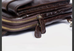 Genuine Leather Mens Cool Chest Bag Sling Bag Crossbody Bag Travel Bag Hiking Bag for men - imessengerbags