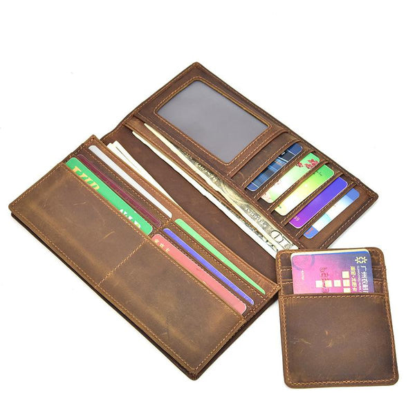 Handmade Leather Mens Cool Long Leather Wallet Passport Wallet Travel Wallet for Men - imessengerbags