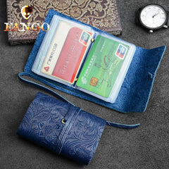 Handmade Leather Floral Mens Cool Short Wallet Card Holder Small Card Slim Wallets for Men - imessengerbags