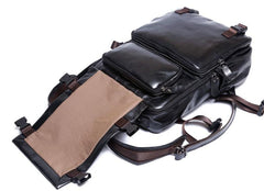 Genuine Leather Mens Cool Backpack Sling Bag Large Black Travel Bag Hiking Bag for men - imessengerbags