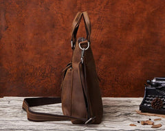 Handmade Leather Mens Cool Messenger Bag Work Bag Satchel Bag Briefcase Bag for men - imessengerbags