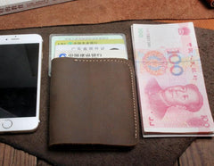 Handmade Leather Mens Cool Slim Leather Wallet Men Small Wallets Bifold for Men - imessengerbags
