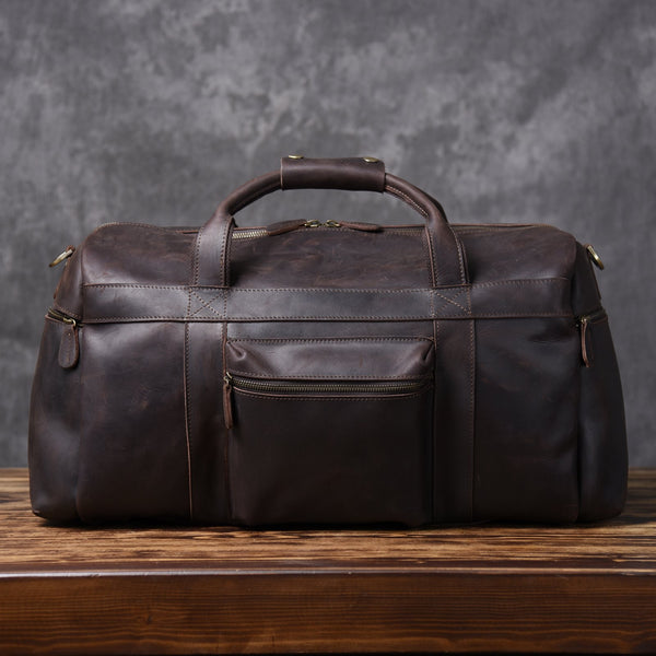 Genuine Leather Mens Cool Weekender Bag Travel Bag Duffle Bags Overnight Bag Holdall Bag for men