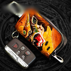 Handmade Leather Tooled Mens Cool Car Key Wallet Car Key Holder Car Key Case for Men - imessengerbags
