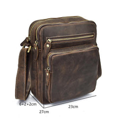 Handmade Leather Mens Cool Small Messenger Bag iPad Bag Chest Bag Bike Bag Cycling Bag for men