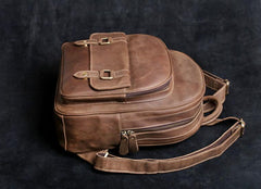 Genuine Leather Mens Cool Backpack Sling Bag Large Black Travel Bag Hiking Bag for men