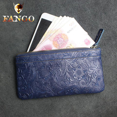 Handmade Leather Mens Cool Zipper Phone Travel Long Wallet Holder Slim Clutch Wallets for Men - imessengerbags