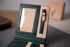 Handmade Leather Mens Cool Slim Leather Wallet Men Small Wallets Bifold for Men Women - imessengerbags