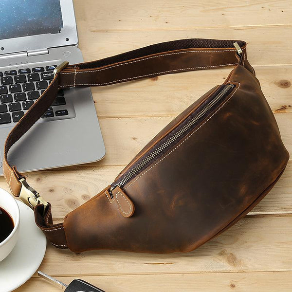 Cool Mens Leather Belt Bag Fanny Pack Waist Bags For Men - imessengerbags