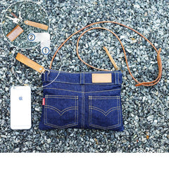 Unique Blue Jean Mens Clutch Bag Cool Wristlet Wallet Zipper Clutch Wallet For Men