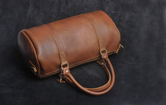 Genuine Leather Mens Bucket Bag Round Circle Bag Cool Weekender Bag Travel Bag Duffle Bags Overnight Bag Holdall Bag for men - imessengerbags