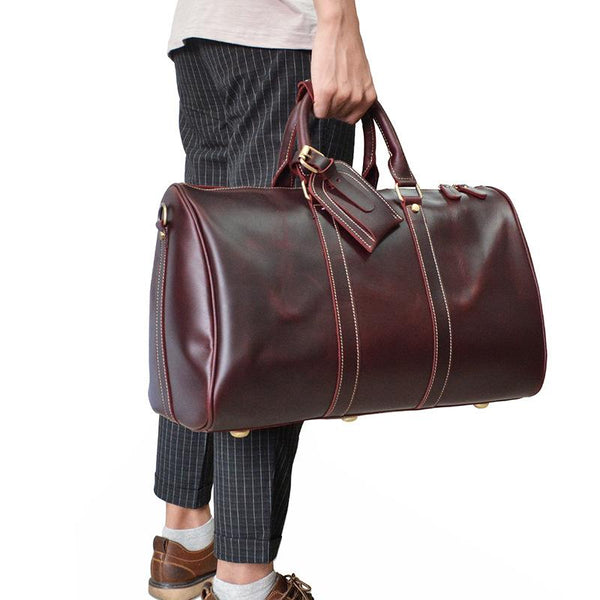 Genuine Leather Mens Cool Weekender Bag Travel Bag Duffle Bags Overnight Bag Holdall Bag for men