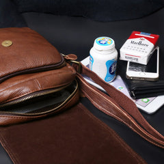 Genuine Leather Mens Cool Messenger Bag Square Bag Chest Bag Bike Bag Cycling Bag for men - imessengerbags