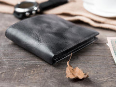 Handmade Leather Mens Cool Slim Leather Wallet Men Small Wallets Bifold for Men - imessengerbags