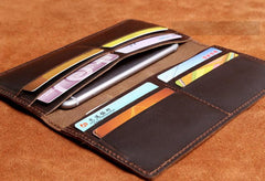 Handmade Leather Mens Cool Long Leather Wallet Clutch Wristlet Wallet for Men - imessengerbags