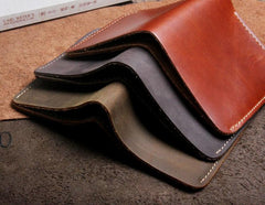 Handmade Leather Mens Cool Slim Leather Wallet Men Small Wallets Bifold for Men - imessengerbags