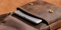 Genuine Leather Mens Cool Messenger Bag Square Bag Chest Bag Bike Bag Cycling Bag for men - imessengerbags
