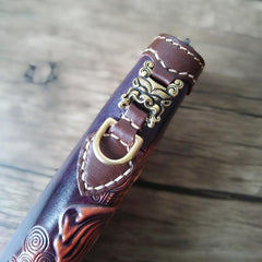 Handmade Leather Ganesha Tooled Mens Long Wallet Cool Leather Wallet Clutch Wallet for Men - imessengerbags