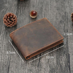 Handmade Leather Mens Cool Slim Leather Wallet Card Wallet Holders Men Small Wallets Trifold for Men - imessengerbags