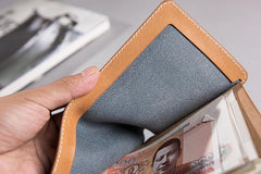 Handmade Leather Mens Cool Slim Leather Wallet Men Small Wallets Bifold for Men - imessengerbags