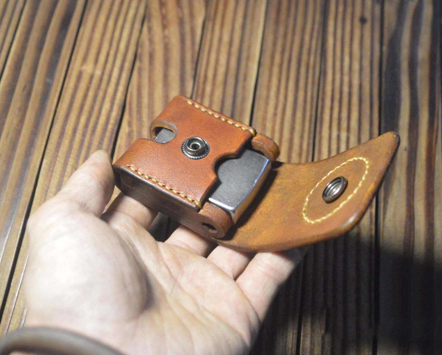 Cool Leather Zippo Lighter Pouch with Belt Loop Zippo lighter case with Belt clip - imessengerbags
