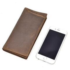 Handmade Leather Mens Cool Long Leather Wallet Passport Wallet Travel Wallet for Men - imessengerbags