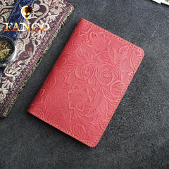 Handmade Leather Floral Mens Cool Short Wallet Passport Card Holder Small Card Slim Wallets for Men - imessengerbags