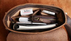 Handmade Leather Mens Cool Messenger Bag Square Bag Chest Bag Bike Bag Cycling Bag for men