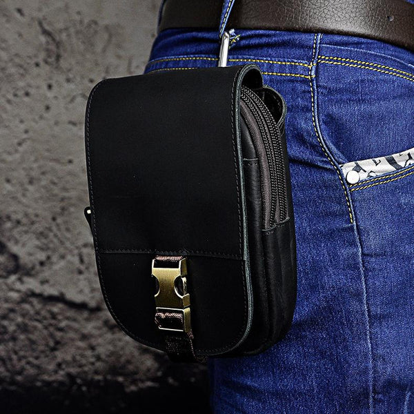 Leather Belt Pouch Mens Small Cases Waist Bag Hip Pack Belt Bag Fanny Pack Bumbag for Men - imessengerbags
