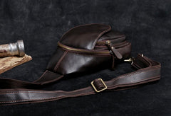 Genuine Leather Mens Cool Chest Bag Sling Bag Crossbody Bag Travel Bag Hiking Bag for men - imessengerbags