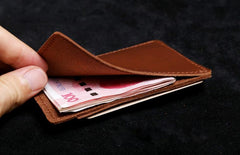 Genuine Leather Mens Cool Slim Front Pocket Wallet Leather Wallet Men Small Wallets  for Men - imessengerbags