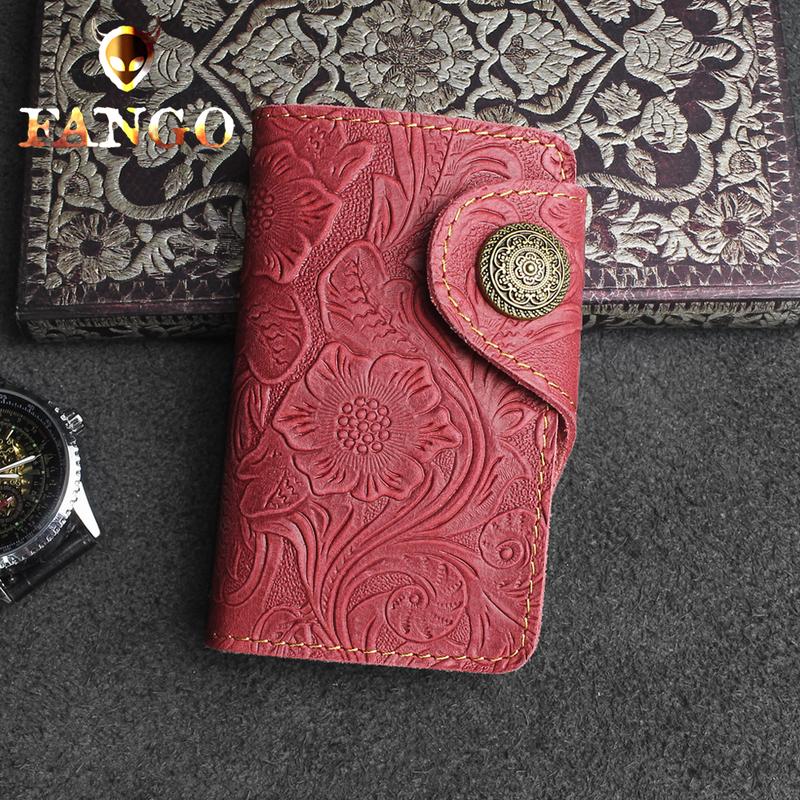 Handmade Leather Floral Mens Cool Key Wallet Wallet Card Holder Small Card Keychain Wallets for Men - imessengerbags