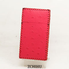 Cute Handmade Leather Womens Pink Black Cigarette Holder Case for Women