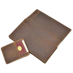 Handmade Leather Mens Cool Long Leather Wallet Passport Wallet Travel Wallet for Men - imessengerbags