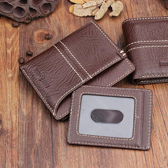 Handmade Leather Mens Cool Slim Leather Wallet Men Small Wallets Bifold for Men - imessengerbags