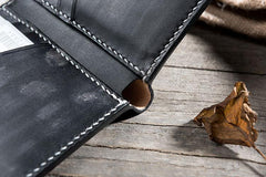 Handmade Leather Mens Cool Slim Leather Wallet Men Small Wallets Bifold for Men - imessengerbags