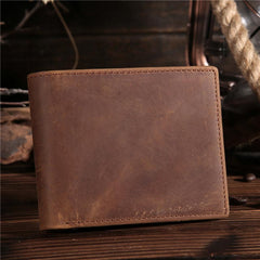 Handmade Leather Mens Cool Slim Leather Wallet Card Wallet Holders Men Small Wallets Bifold for Men - imessengerbags