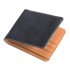 Handmade Leather Mens Cool Slim Leather Wallet Men Small Wallets Bifold for Men - imessengerbags