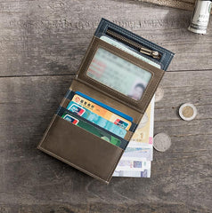 Handmade Leather Mens Cool Slim Leather Wallet Men Small Wallets Bifold for Men - imessengerbags