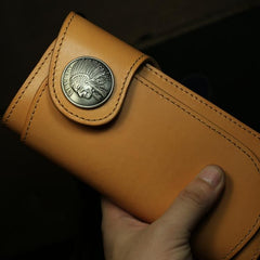 Handmade Leather Biker Wallet Mens Cool Chain Wallet Trucker Wallet with Chain - imessengerbags