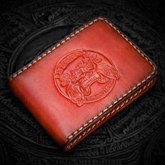 Handmade Leather License Wallet Tooled Mens billfold Wallet Cool Leather Wallet Slim Wallet for Men - imessengerbags